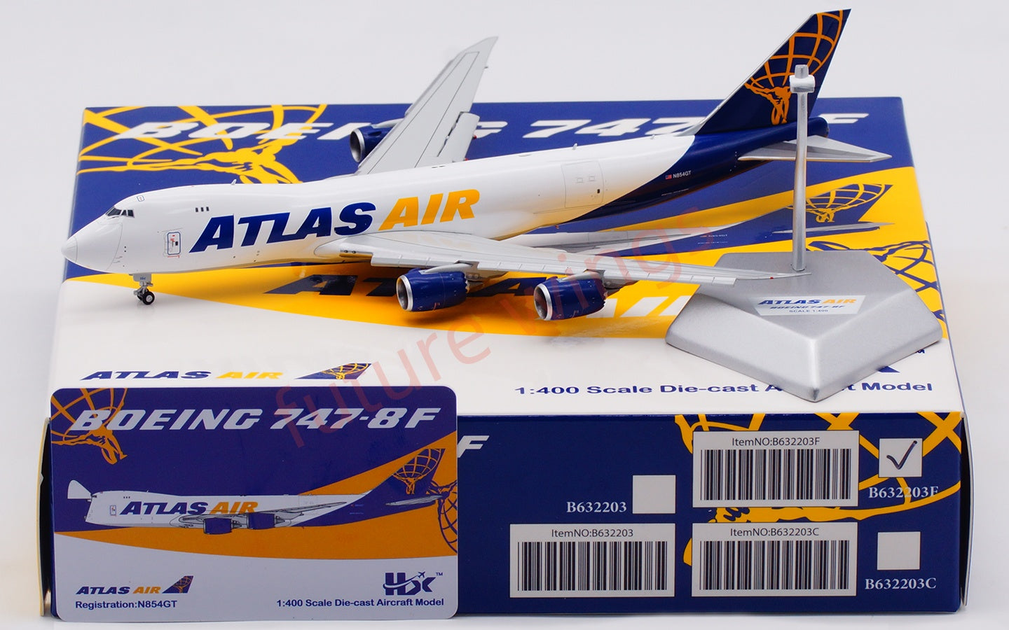1:400 HX Models Atlas Air B747-8F N854GT Aircraft Model Free