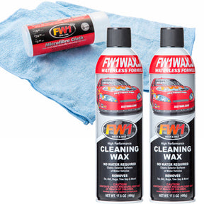 水なし洗車＆ワックス剤【FW1】2本セット(マイクロファイバークロス3枚