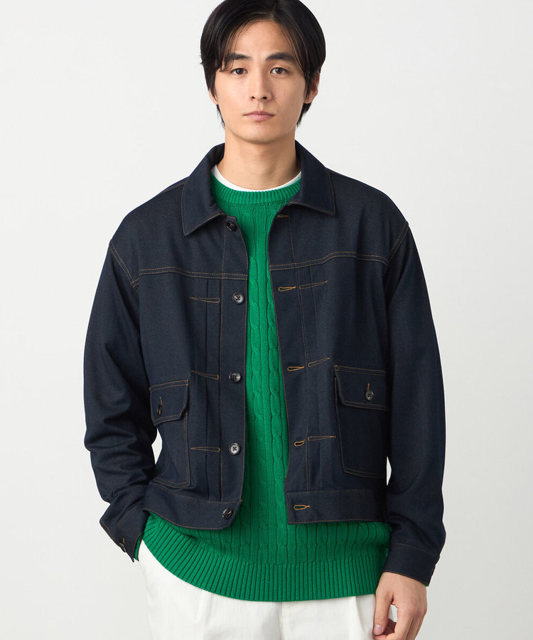 ガムストレッチ デニムライクジャージー Gジャンタイプブルゾン（47