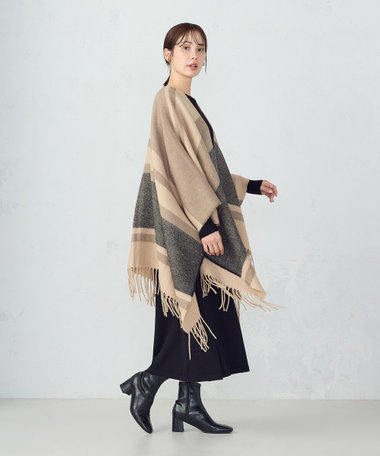 ボーダー柄 ポンチョストール（95-70MM02-205）｜モノコムサ（MONO