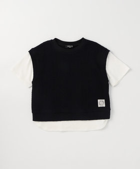 ケーブルジャカード フェイクレイヤード 半袖Tシャツ（98-61TO33-206