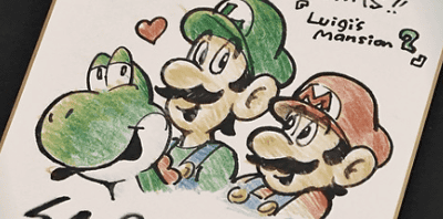 任天堂の宮本茂氏の直筆、「ルイージマンション2」の大ヒットを祝う
