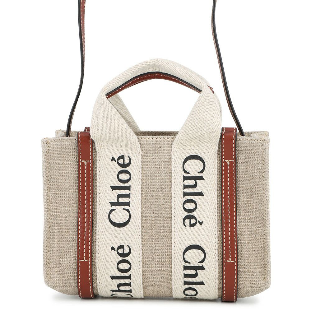 クロエ ハンドバッグ ウッディ トート ミニ キャンバス レザー