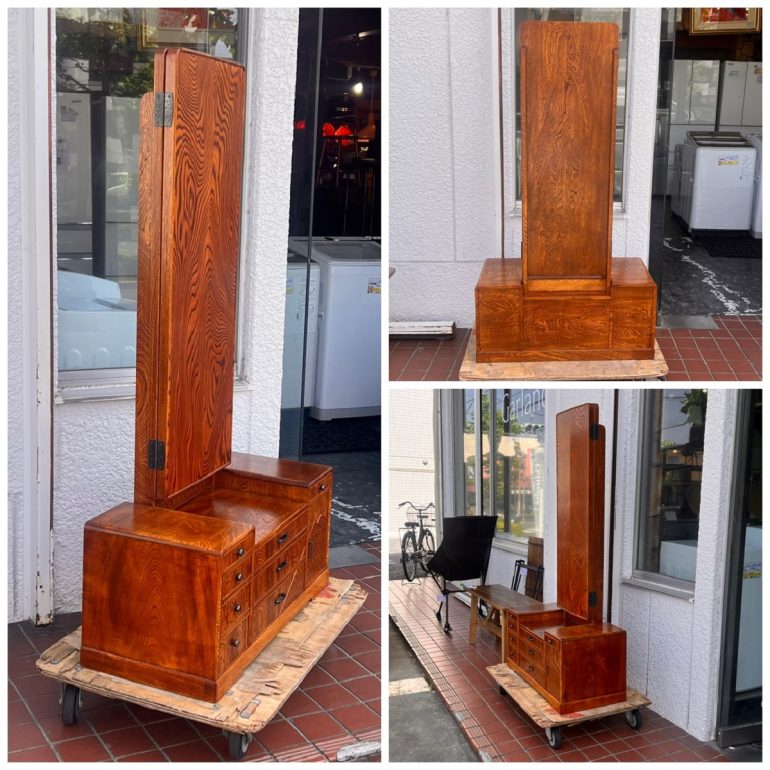 昭和レトロ 三面鏡 9杯 鏡 ミラー ドレッサー 鏡台 化粧台 和室 | 入荷