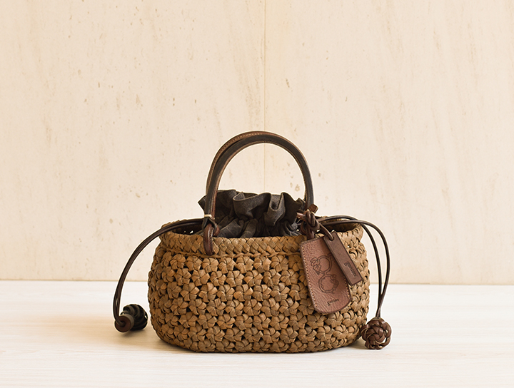 genten レザー かごバッグ 黒と茶色 genten レザー かごバッグ 黒と茶色