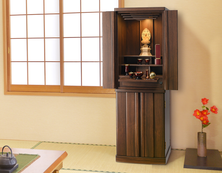 床置きモダン仏壇 トロン ウォールナット調・ナチュラル・ナラ調 14×43