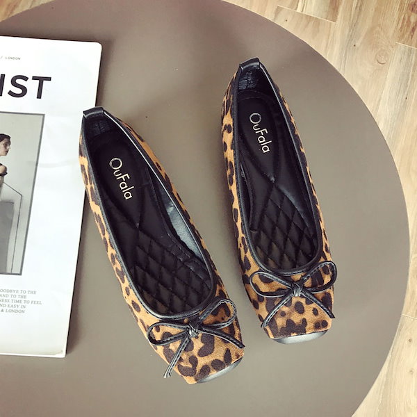 Qoo10] レオパード柄 フラットシューズ 豹柄 バ