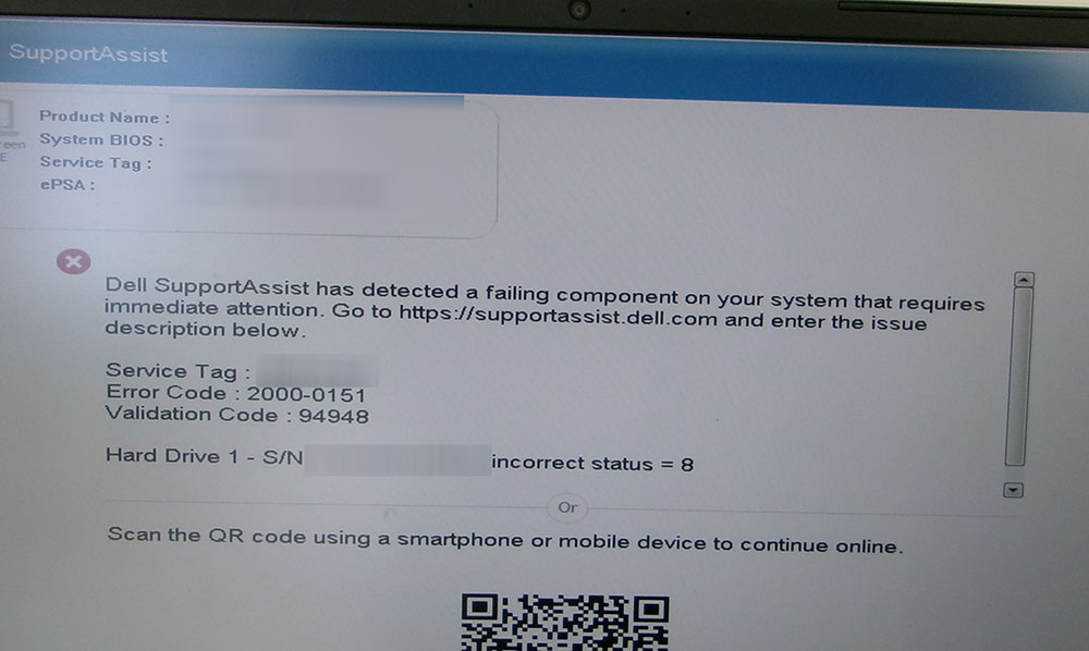 DELL 14 5485 SSDエラー表示で起動しない | パソコンドック24 名古屋