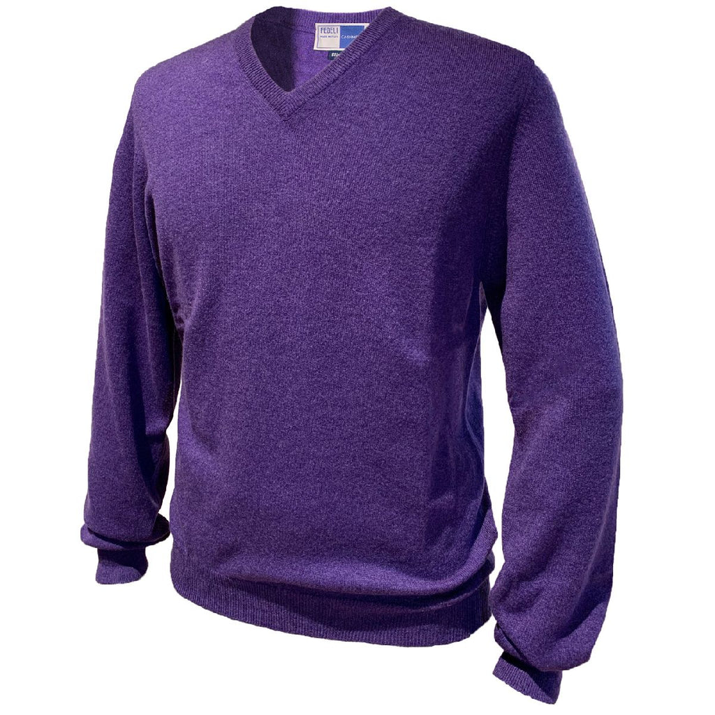 FEDELI / フェデーリ】カシミヤVネックニットセーター パープル