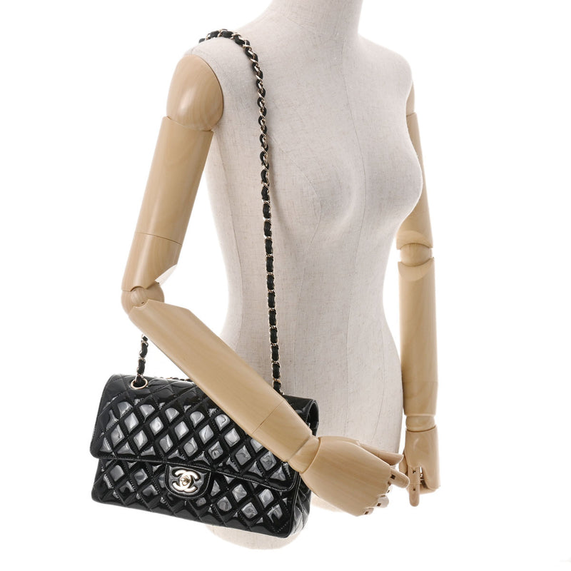シャネルWフラップ チェーンショルダー 25 42976 黒 レディース