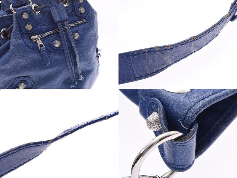 バレンシアガミニポンポン 2WAYバッグ 青 レディース ハンドバッグ