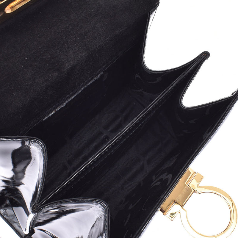 フェラガモガンチーニ 2WAYバッグ 黒 ゴールド金具 レディース