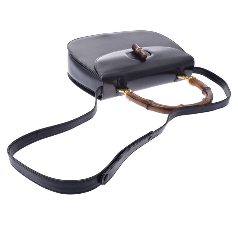 グッチバンブー 2WAYバッグ 黒 ゴールド金具 レディース カーフ