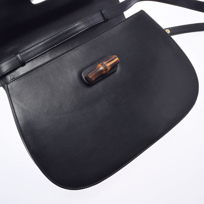 グッチバンブー 2WAYバッグ 黒 ゴールド金具 レディース カーフ