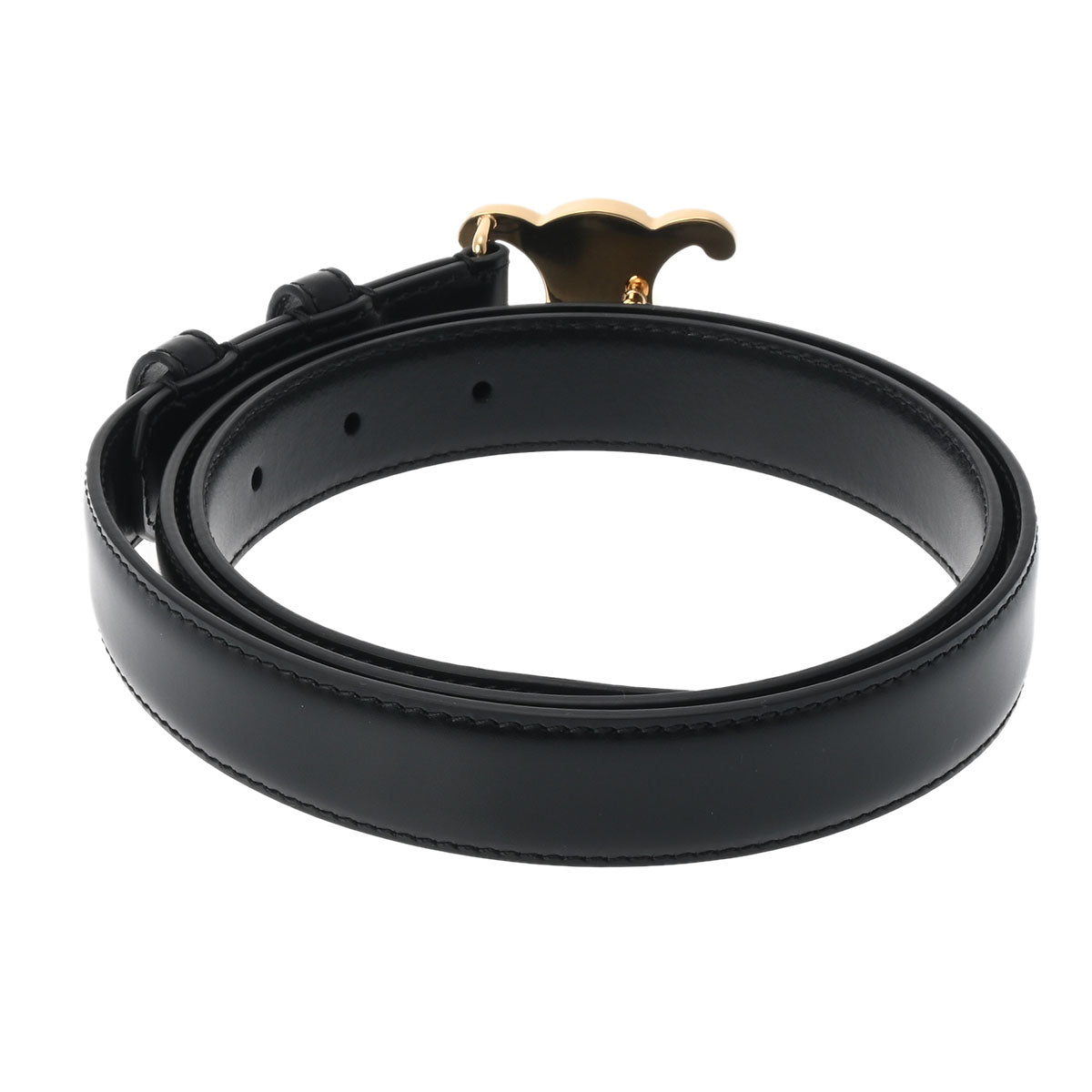 セリーヌミディアム トリオンフ 黒 ゴールド金具 メンズ レザー ベルト