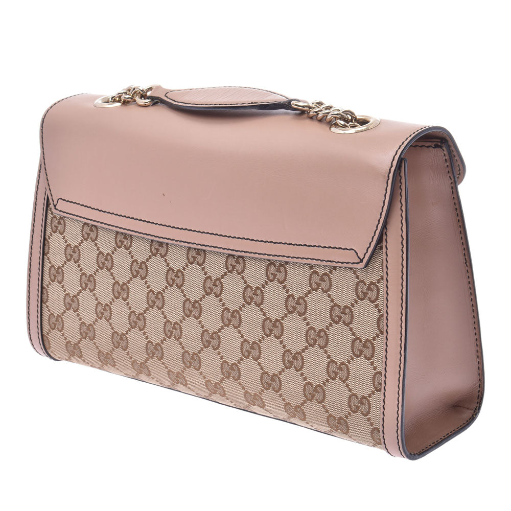 グッチエミリー チェーンショルダーバッグ ベージュ系 シルバー金具