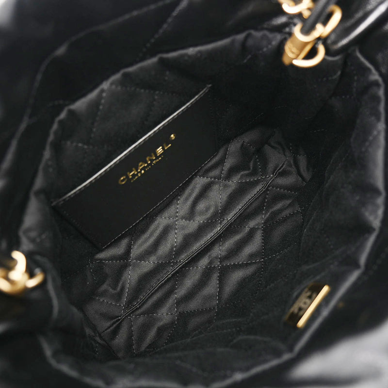 シャネルシャネル22 ホーボーバッグ 黒 ゴールド金具 レディース