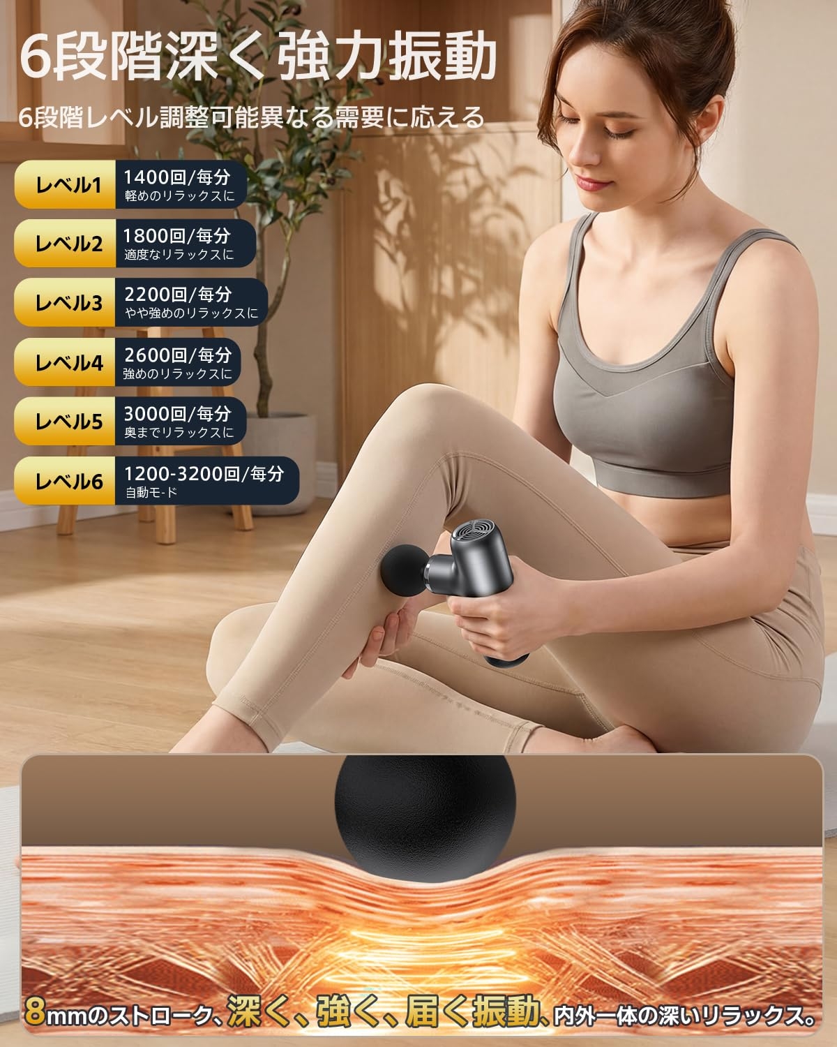 ドイツ レッド•ドット賞受賞】筋膜リリースガン (プロ監修) 6段階