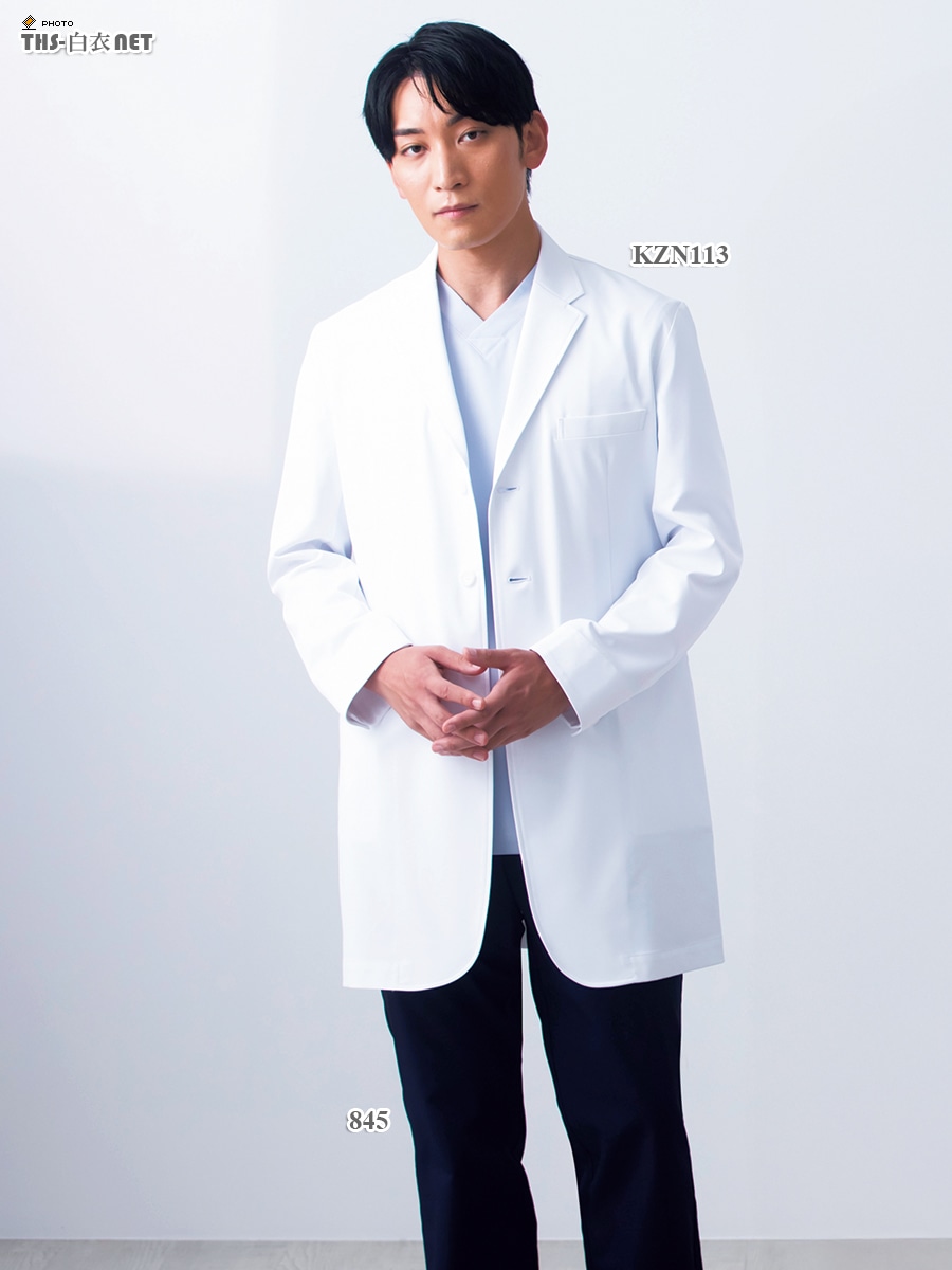 メンズ白衣診察衣長袖[KAZEN製品] KZN113｜THS-白衣通販・販売