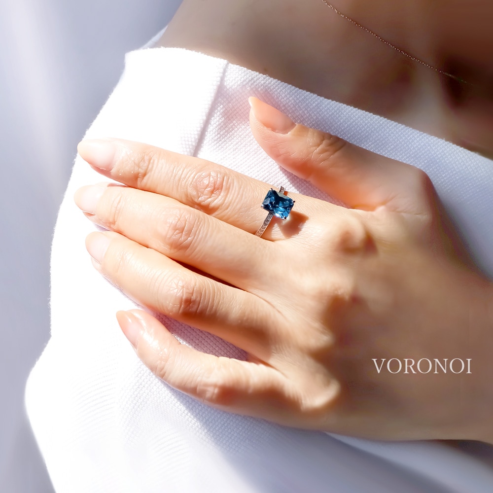 数量限定】VORONOI Open Setting エメラルドカット「スイスブルー