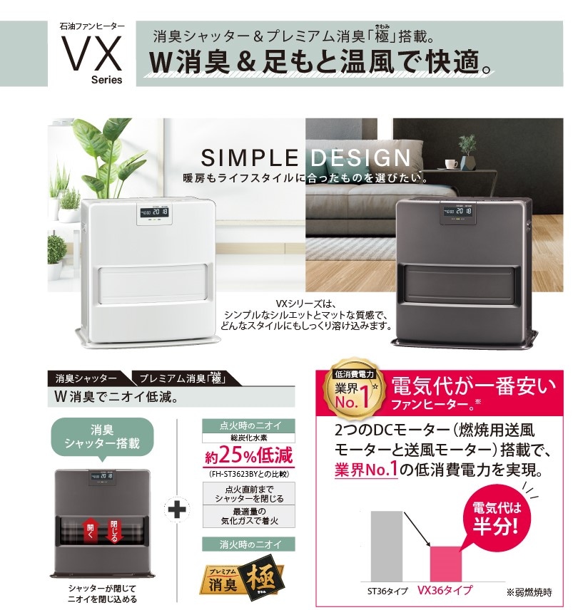 10畳用]石油ファンヒーターFH-VX3624BY(W) | すべての商品 | CORONA