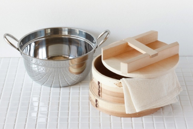 杉 和せいろ 21cm 鍋セット[ガス・IH対応 本体 木ぶた 蒸し布][ 約4合