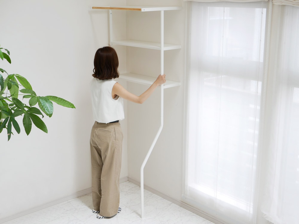 立て掛けランドリーシェルフ タワー ホワイト｜洗濯・ランドリー用品