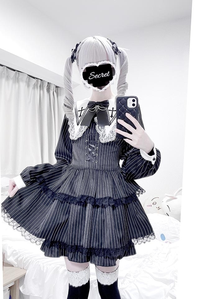 MA*RS】【2点SET】クロス刺繍3段フリルセットアップ - BLK/ホワイト