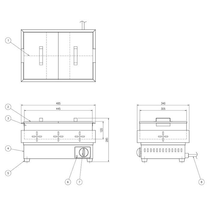 電気おでん鍋 6つ切 幅485×奥行340×高さ285mm おでん鍋 調理機器 OOD-6