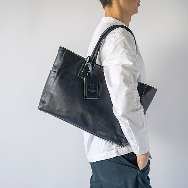 レザートートバッグメンズ 本革 鞄 ネイビー紺 ビジネス CROSBY-II