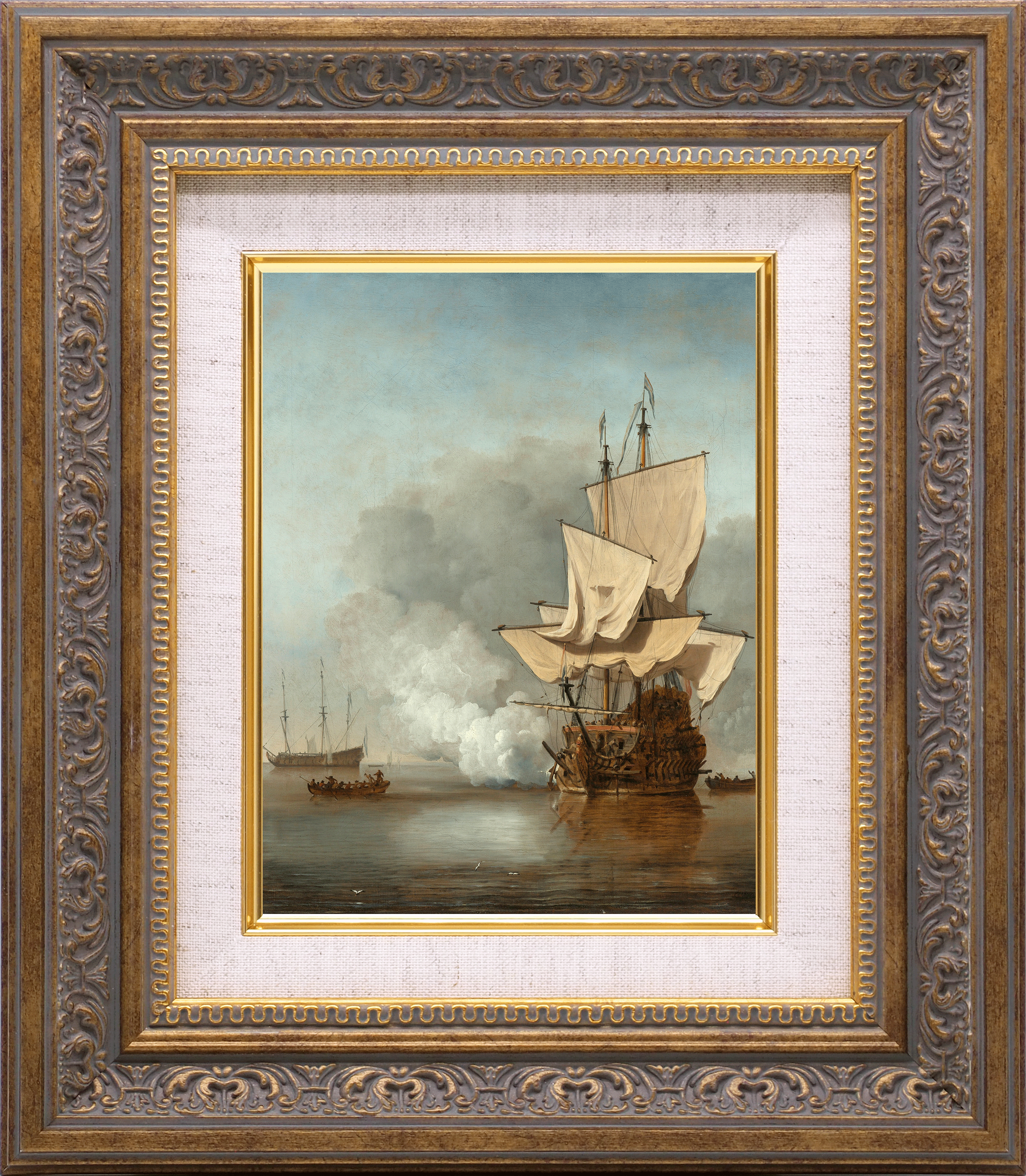 油絵額縁 9586/シルバーグリーン F15号（652×530mm） 前面UVカット