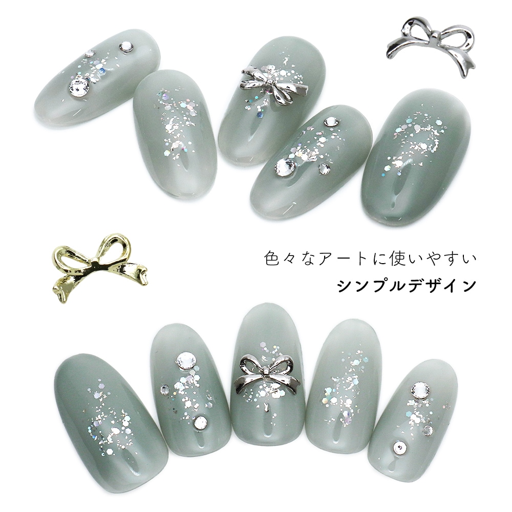 ネコポス送料無料】ネイルパーツ クラウンリボンパーツ [ゴールド