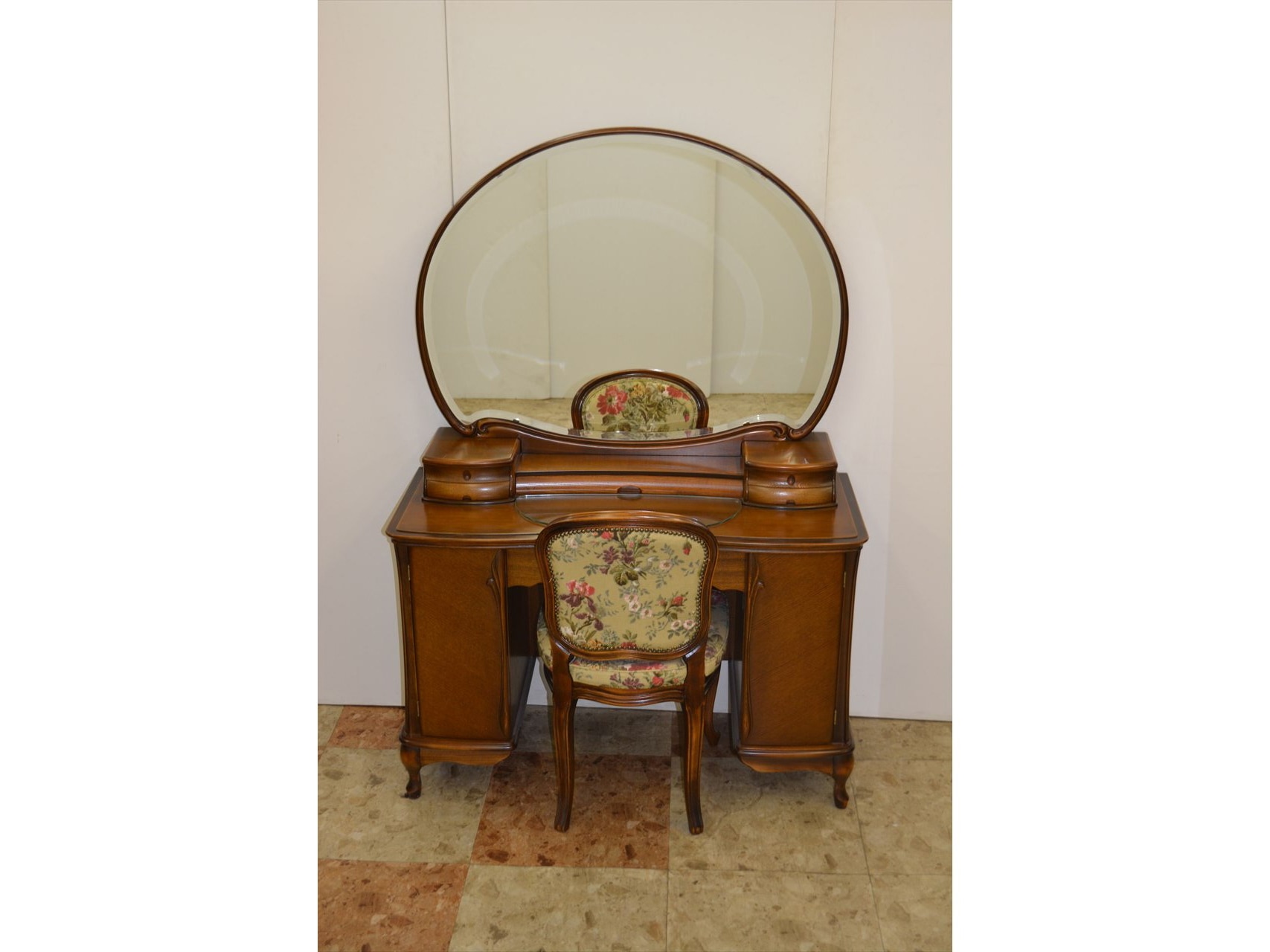 17一面鏡ポルティア サクラオール色 ドレッサー完成品 鏡台ミラー 椅子