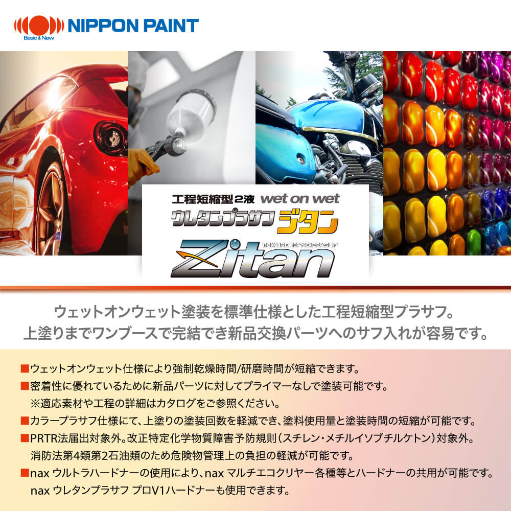 naxウレタンプラサフ ジタン グレー 1kgセット/日本ペイント プラサフ