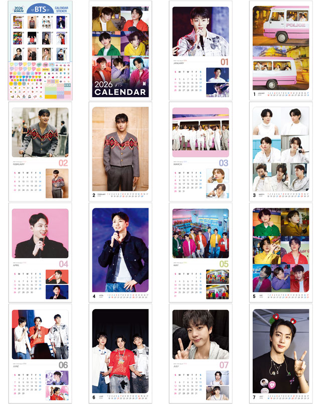 BTS バンタン 2026年 (令和8年) フォト 壁掛けカレンダー グッズ