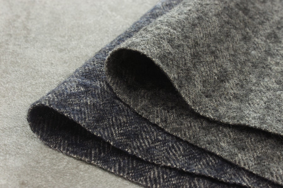 洗いをかけた シェットランドウールリネン ヘリンボン nw加工 【麻 毛