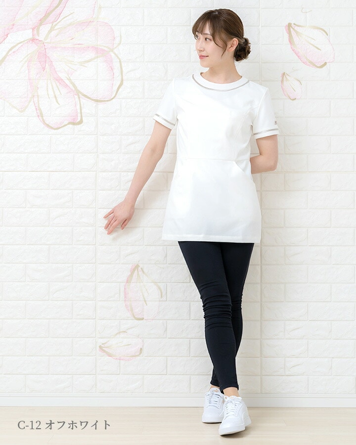 ミッシェルクラン チュニック 白衣 MK-0022 半袖 ストレッチ 透け防止