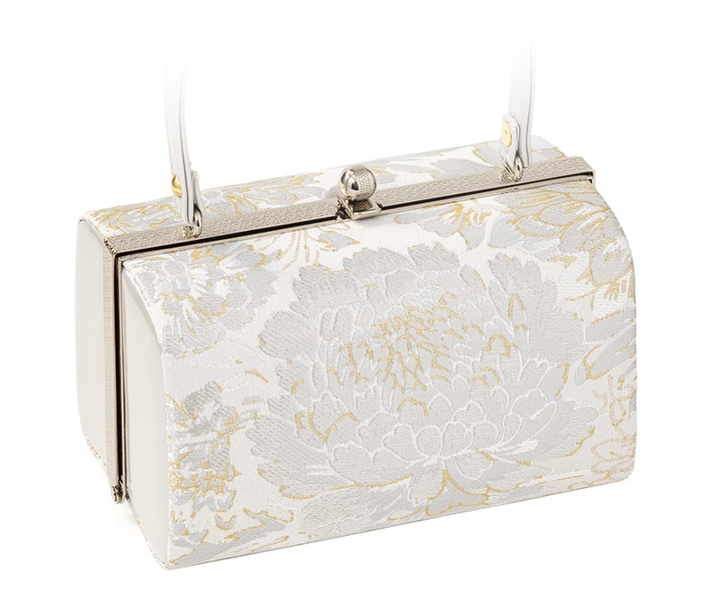 草履バッグセット 銀/白 帯地 洋菊 厚底 中国製 | 大人和装,婦人和装