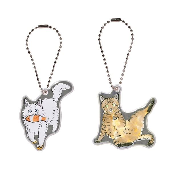 MOE 絵本雑貨店｜【MOE】リフレクターキーホルダー(ハラミチヨ/白猫