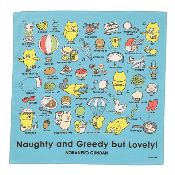 kodomoe shop｜【ノラネコぐんだん】バンダナハンカチ（ブルー