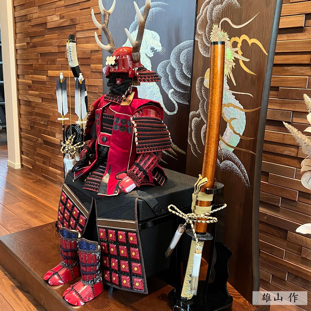 横幅85cm｜10号 武将 真田幸村鎧｜雄山作｜赤い鎧の代表的存在！｜五月
