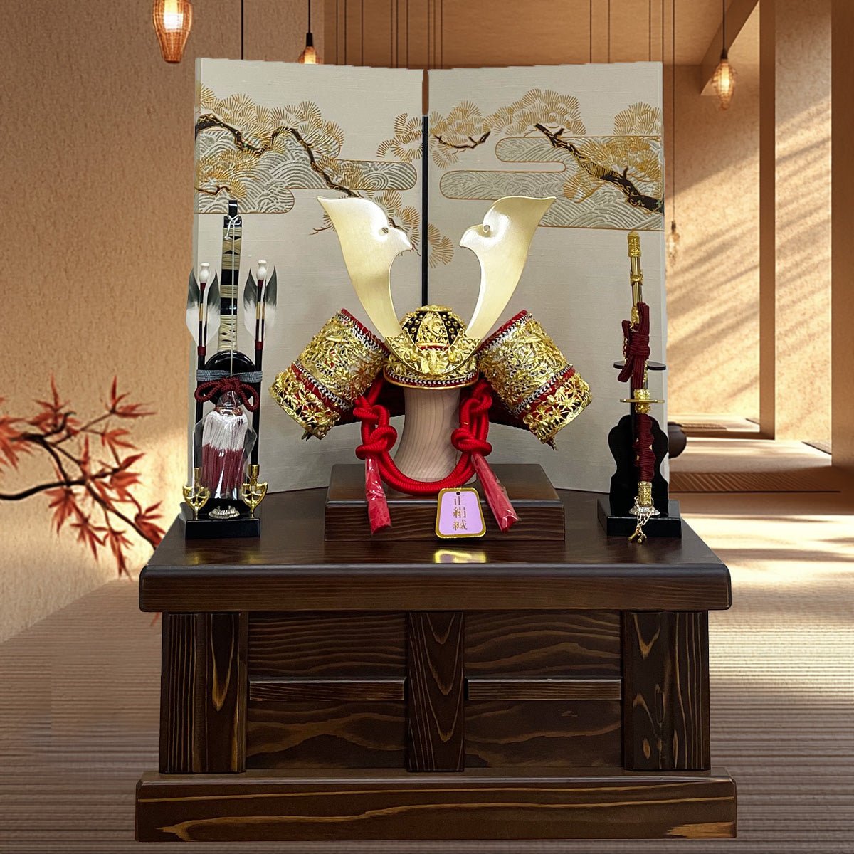 横幅46cm｜国宝模写 春日大社｜11号 竹雀之の兜飾り｜ 五月人形