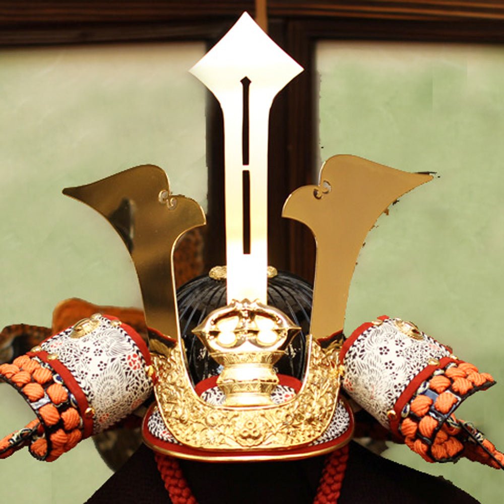 横幅75cm｜加藤鞆美作｜1/2 武将 毛利元就兜｜渋い五月人形｜おしゃれ