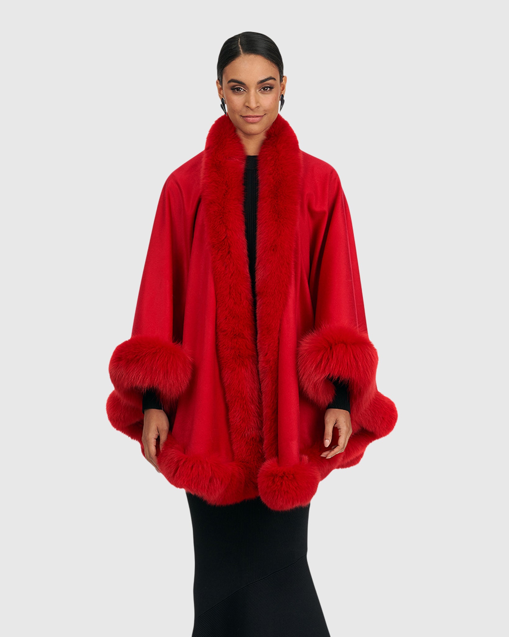 Cashmere Cape with Shadow Fox Trim