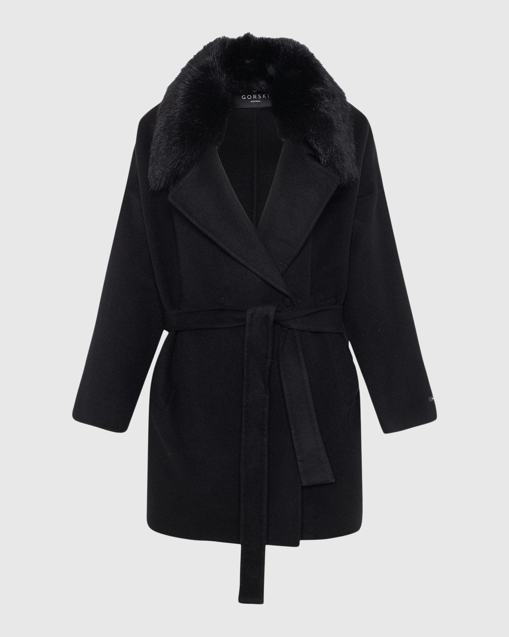 Belted Jacket Crafted From Loro Piana Cashmere and Wool with Detachabl