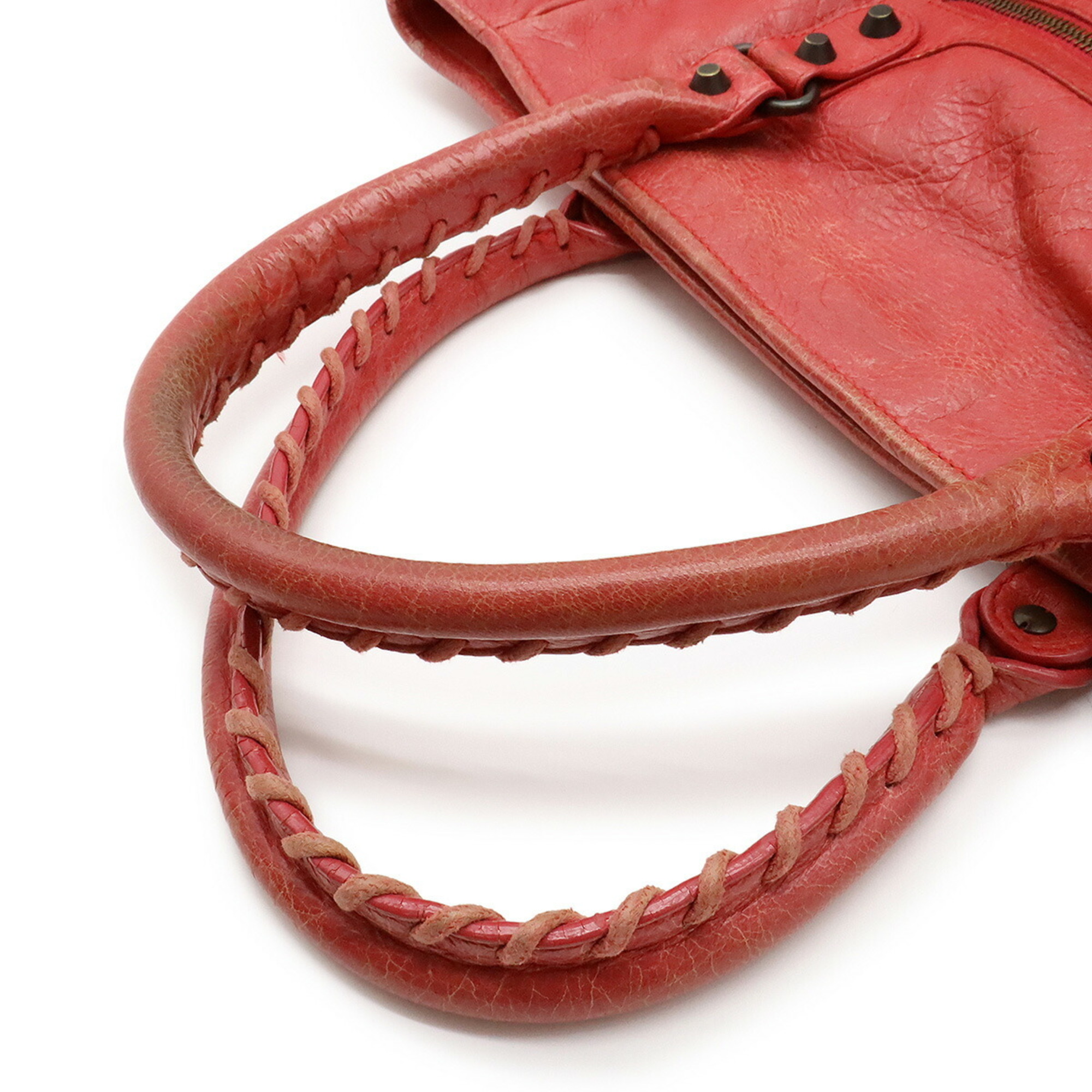 BALENCIAGA The Sunday Tote Bag Handbag Shoulder Leather Red 228755