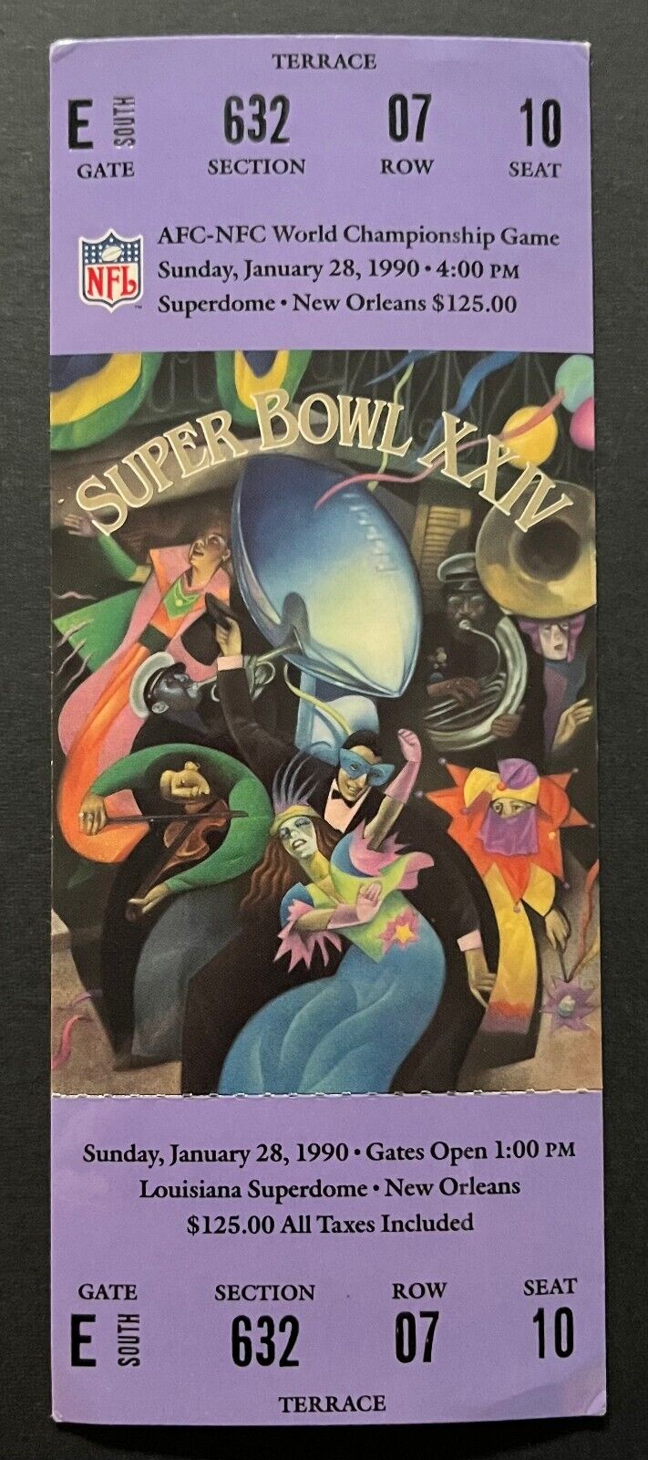 1990 Super Bowl XXIV NFL Football Full Ticket 49ers vs Denver