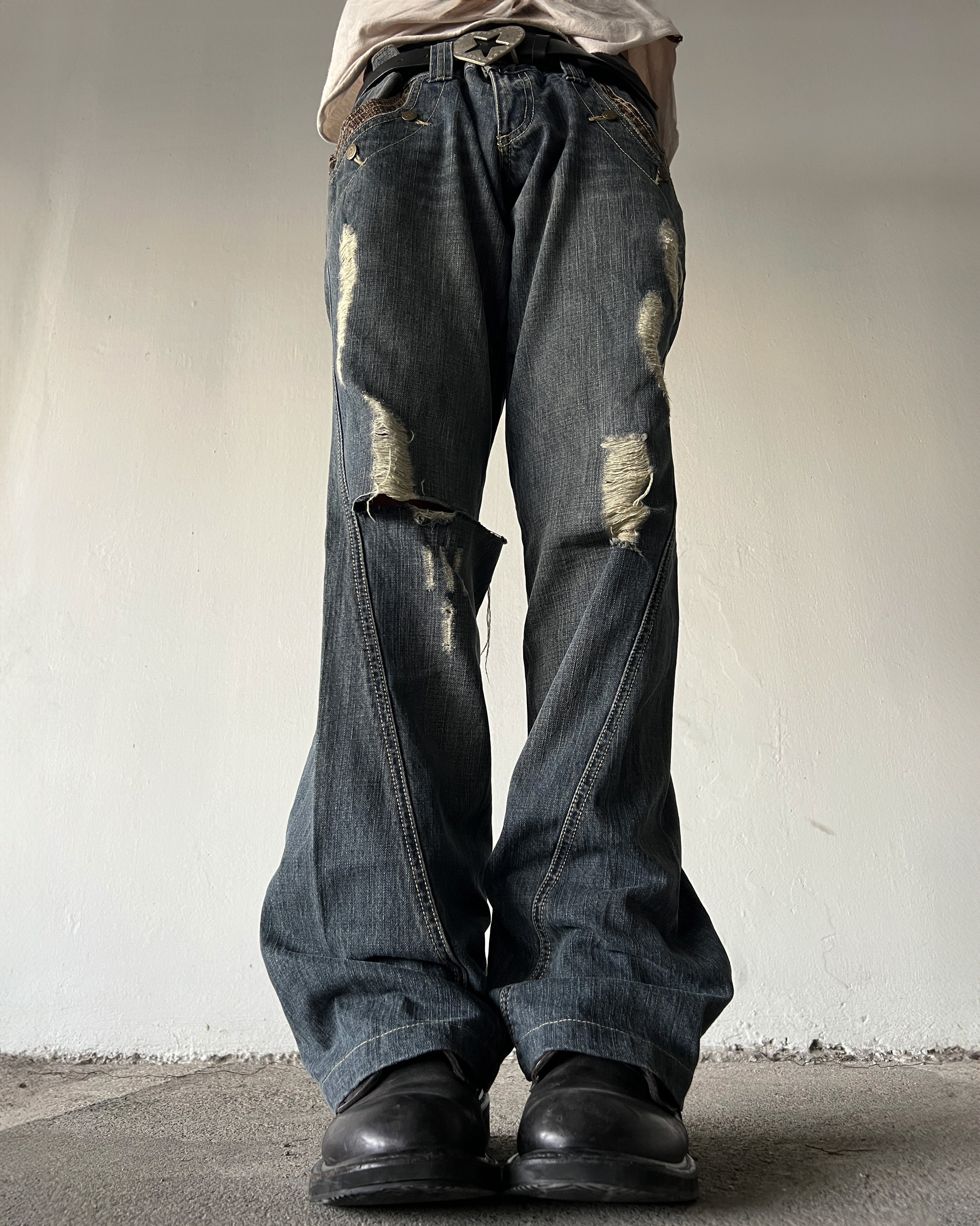 TORNADO MART SNAKESKIN FLARED DENIM – glam archive