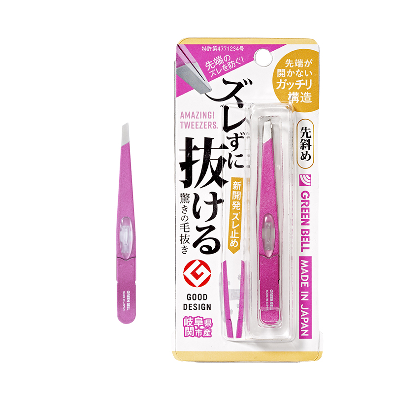 ズレずに抜ける驚きの毛抜き 先斜め (シャイニーピンク) - 【公式
