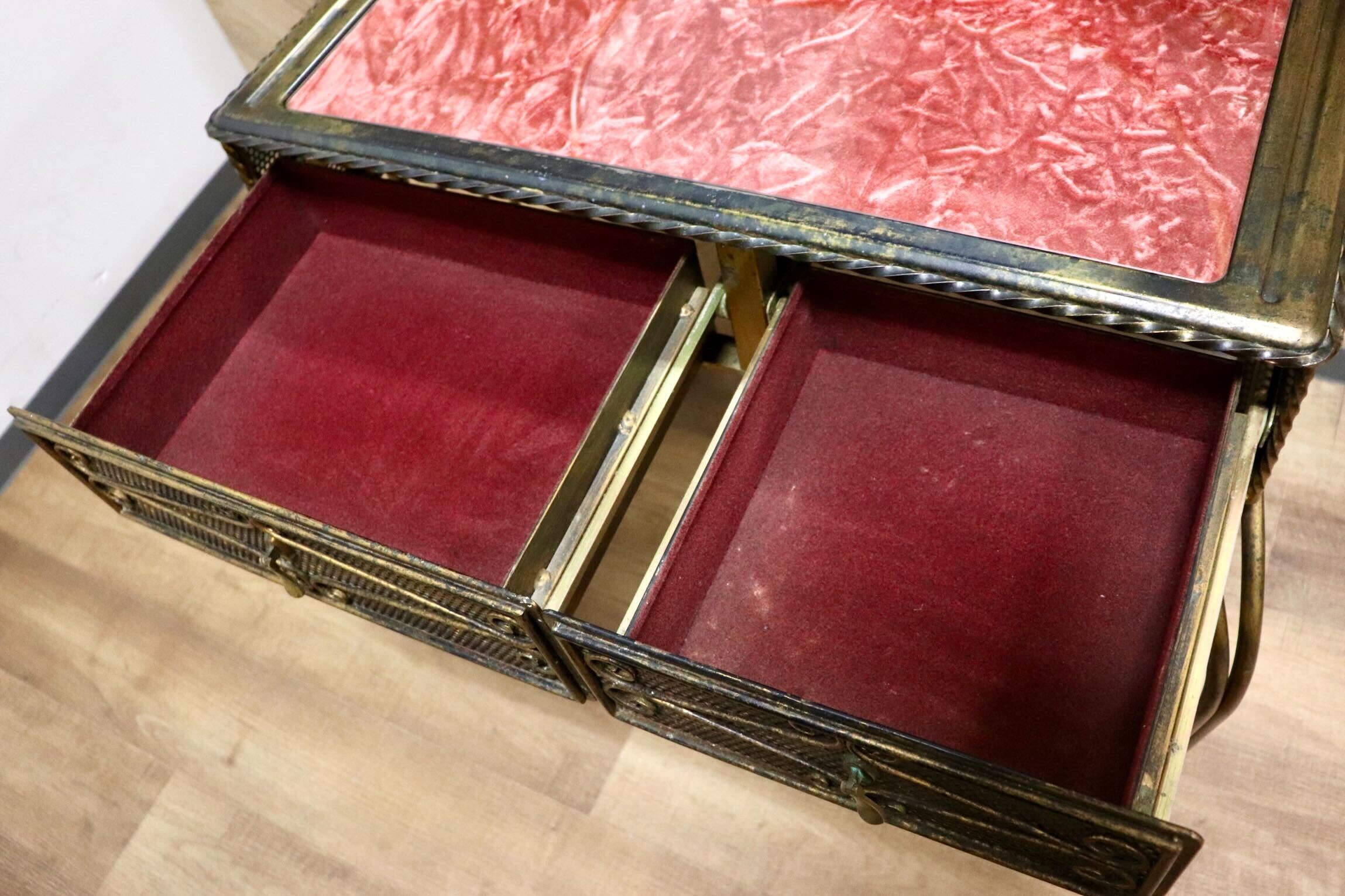 GMHN122○イタリア製 アンティーク アイアンフレーム ドレッサー 鏡台